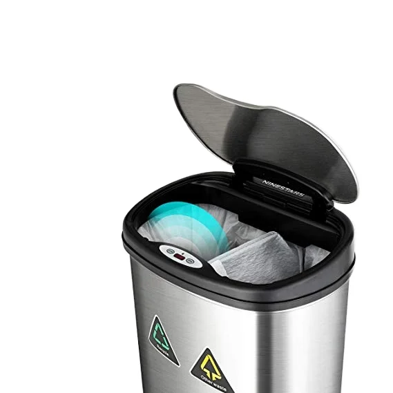 Recycle trash can wholesale 2 compartments automatic trash cans