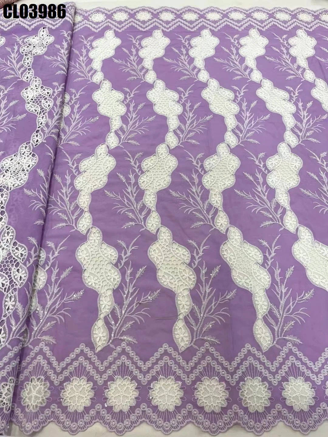 Austrian embroidery beautiful Laser embroidery guipure lace fabric embroidery cord lace Garment accessories lace with cord