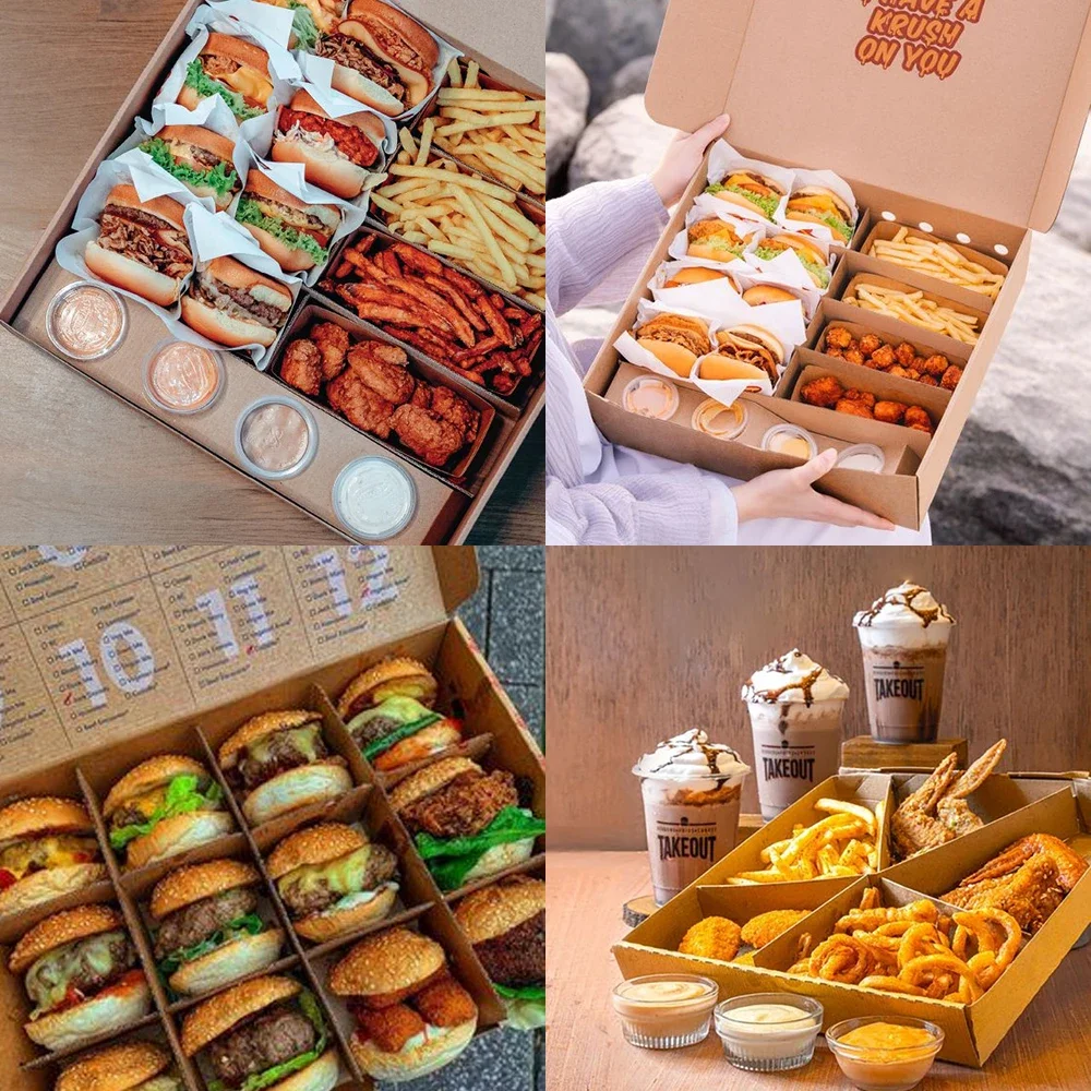 Custom takeaway takeout paper shawarma fries box charcuterie disposable breakfast food grazing platter packaging lunch boxes