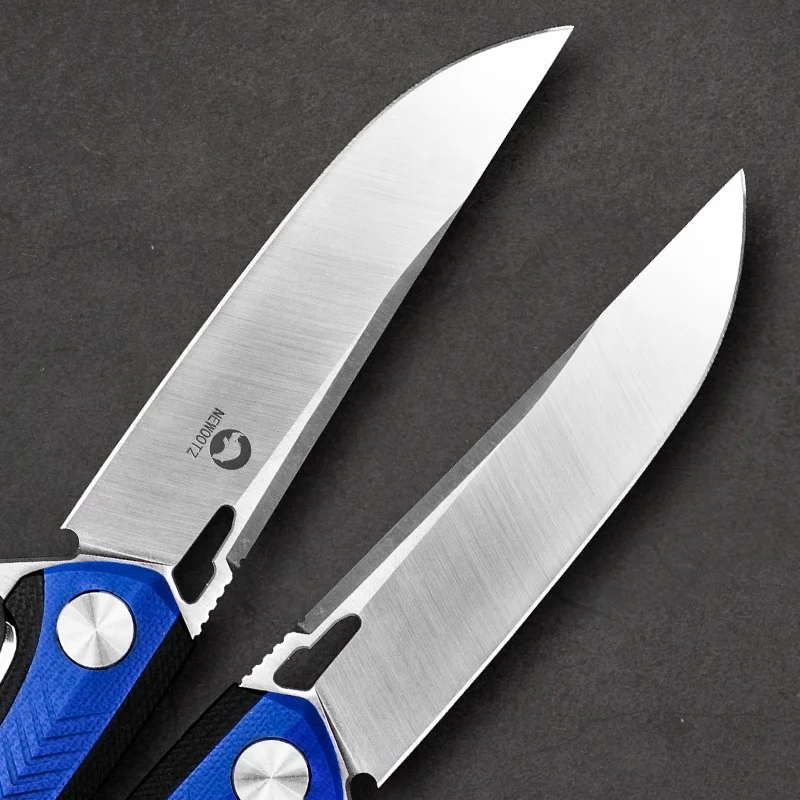 D2 Tool Steel G10 Handle Folding Pocket Knife with Clip for Outdoor Activities Hunting