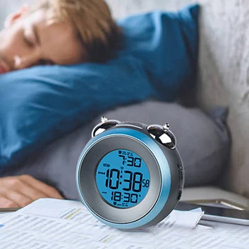 Battery Powered Electronic Digital Twin Bell Digital Table Clock Alarm Clock for Heavy Sleepers
