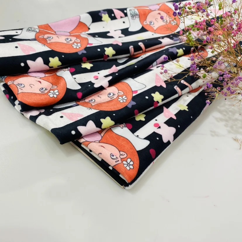 Soft Knitted Minky Cartoon Crystal Velvet Polyester Fabric For Baby Products