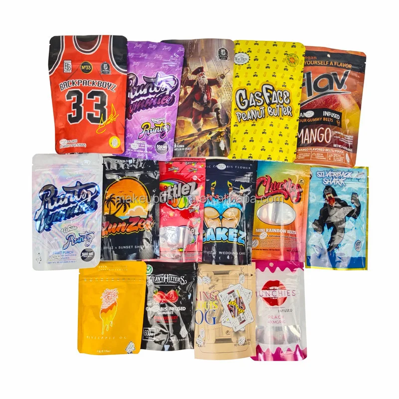 
2020 Hot Custom Candy Bags Runtz Mylar Bag 4 Colors Edibles Packaging 500mg Edibles Bears Cubes Gummy Bags In Stock 