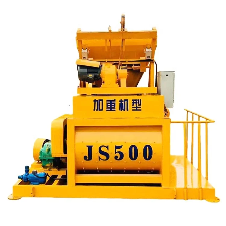 Customized Js500 concrete mix machine with lifting ladder JS500 automatic cement concrete mixer with weighing scale and hopper