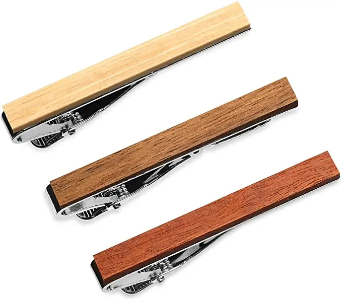 Натуральный в винтажном стиле; Цвет Черный; Свадебные бар мужские деревянный зажим для галстука с подарочной коробкой