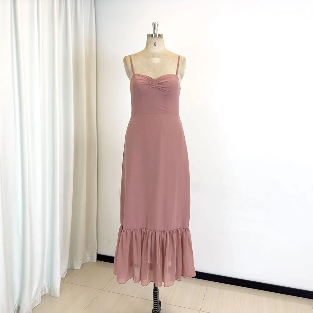 TEENYEE Charm Chiffon Maxi Peach Color Bridesmaid Dresses Pink Bridesmaid Dresses Indo Para Casamento No Cartorio