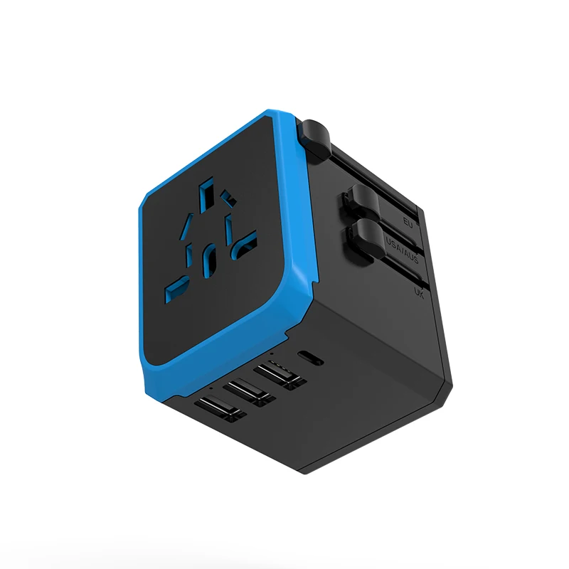 Universal Travel Adapter International Plug Adapter 5V 2.4A 4 USB Ports European Travel Power Adaptor All-in-one Travel Charger