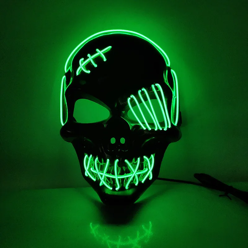 Scar One-eyed skeleton Mask with Blood Horror Cold Light Halloween Mask LED Glowing Mask