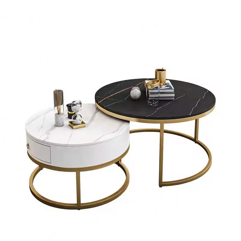 Nordic French style luxury coffee table living room furniture living room small table set round modern living room table