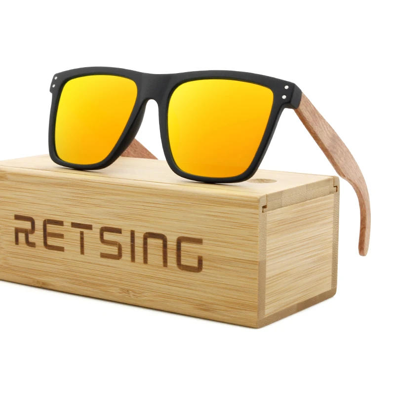 Оптовые черные поляризованные деревянные бамбуковые солнцезащитные очки для мужчин