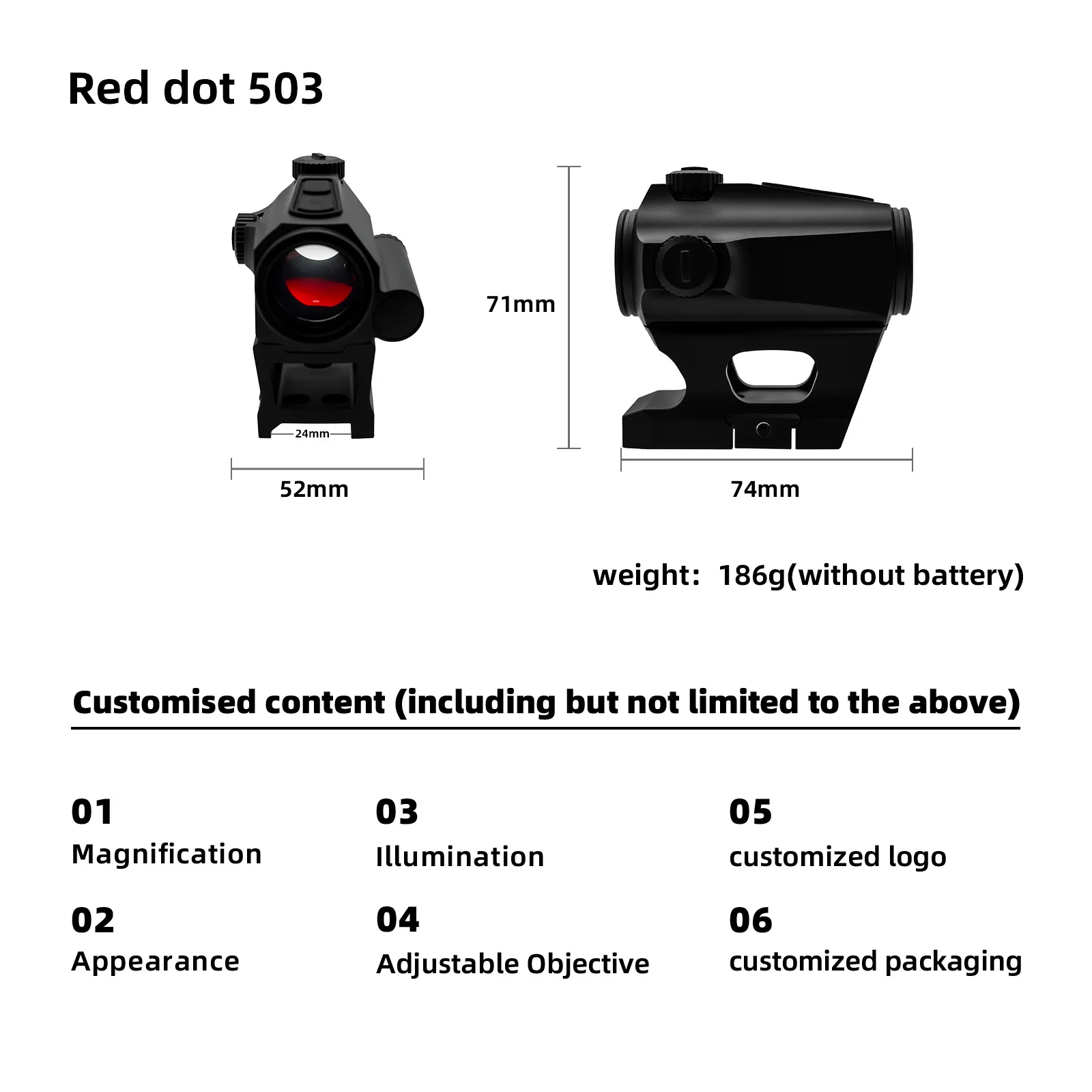 Holographic sight red dot scope for hunting