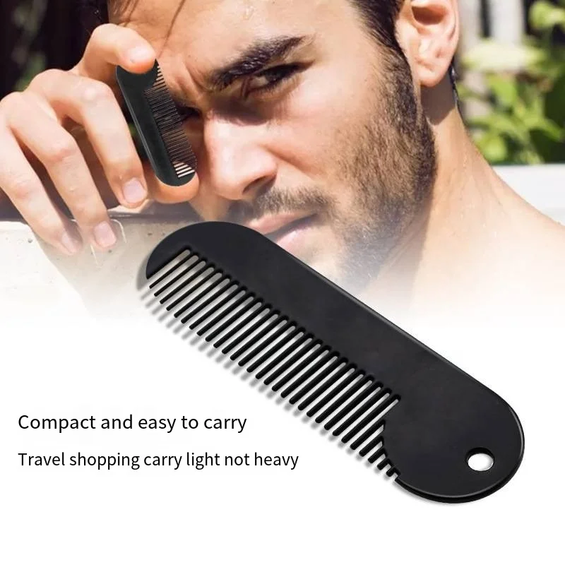Black Mini Beard Comb For Men Plastic Pocket Combs Moustache Brush Detangling Combs Hairdressing Styling Tools Facial Care