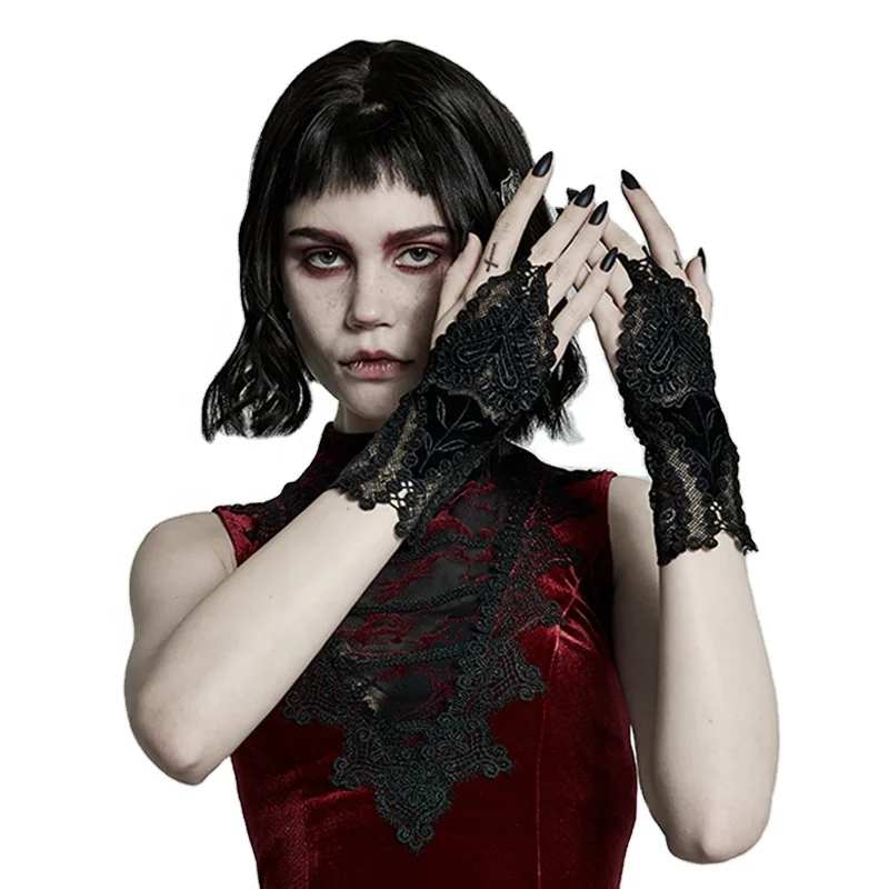 PUNKRAVE Gothic Glove Acessoriess WS-440SSF Gorgeous Lace Gloves Women Fingerless Gloves