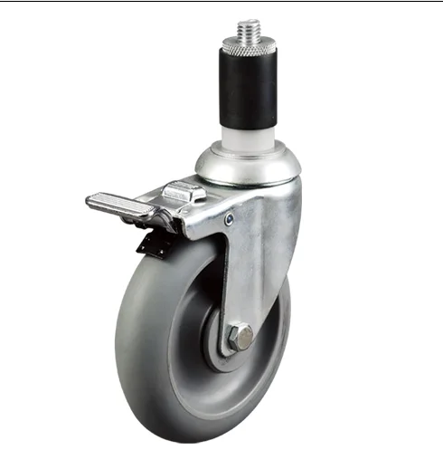 125mm swivel castor thermoplastic rubber wheel with plastic brake