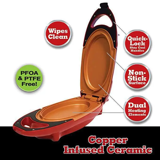 
Red Copper 5 Minute Chef Heat the frying pan electric barbecue pan smokeless non-stick frying pan 