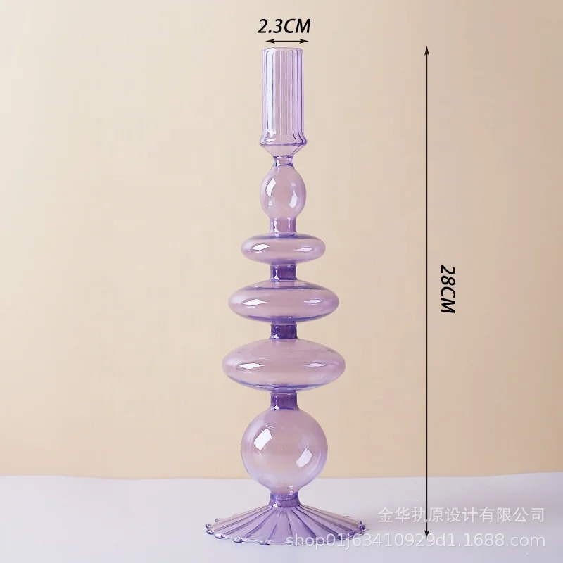 Handmade Transparent Creative Decoration High Temperature Resistance Glass Candle Holder for Home Wedding