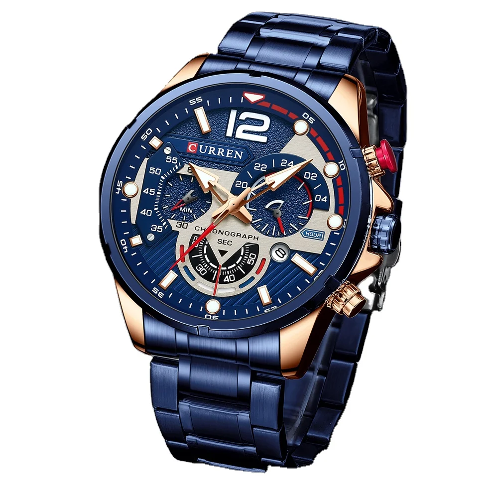 CURREN 8395  Wrist Watch Reloj High Quality Japanese Quartz MovementStainless Steel Chronograph Men Wristwatches Quartz Watches
