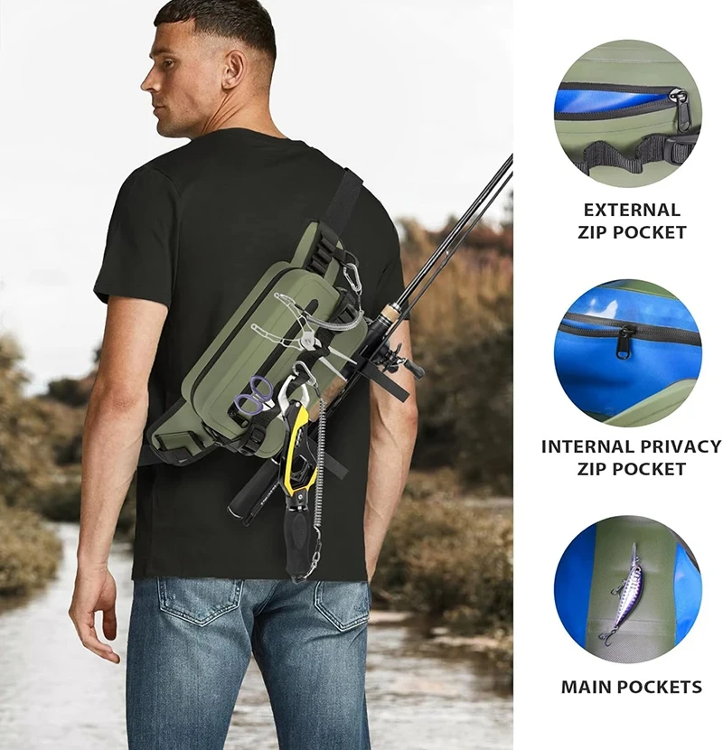Versatile Green PVC Tarpaulin Canvas Seat Box Waist Bag for Outdoor Sports Hiking Cycling Camping Fishing Lure Storage Case Pack