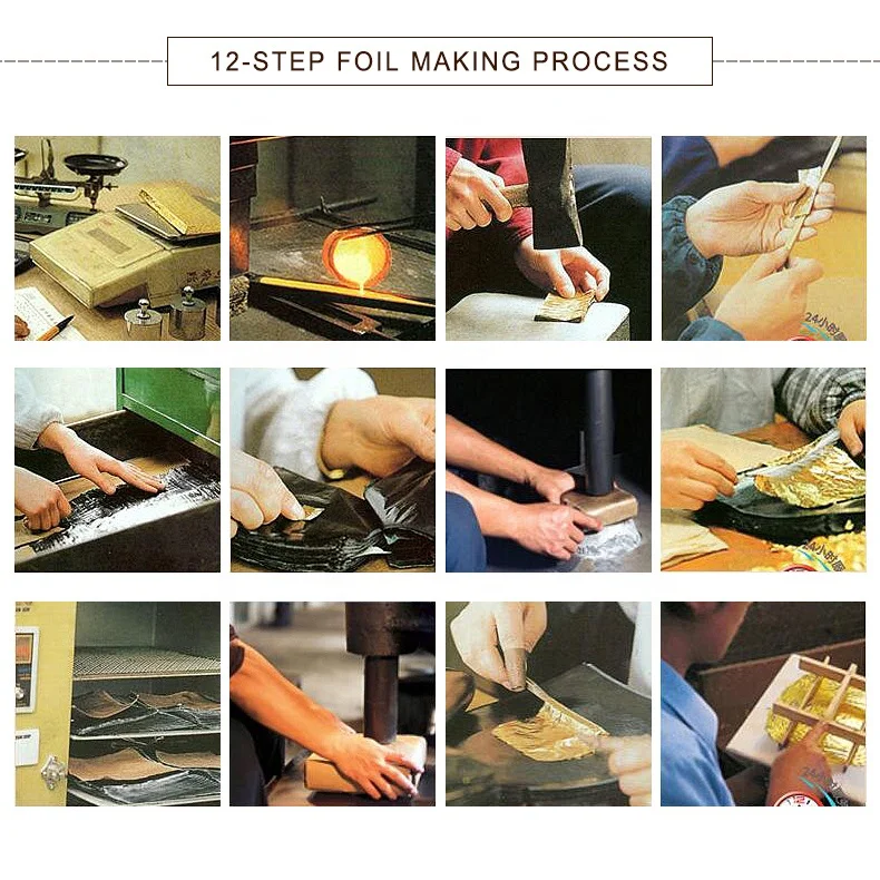 Private Label 24K Real Gold Sheet Leaf 8*8Cm 25 Pieces/Book Genuine Transfer Gold Foil Leaf For Food Drink Art