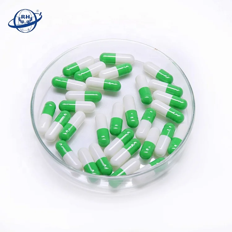 custom logo color tablet green and white capsule  empty capsule