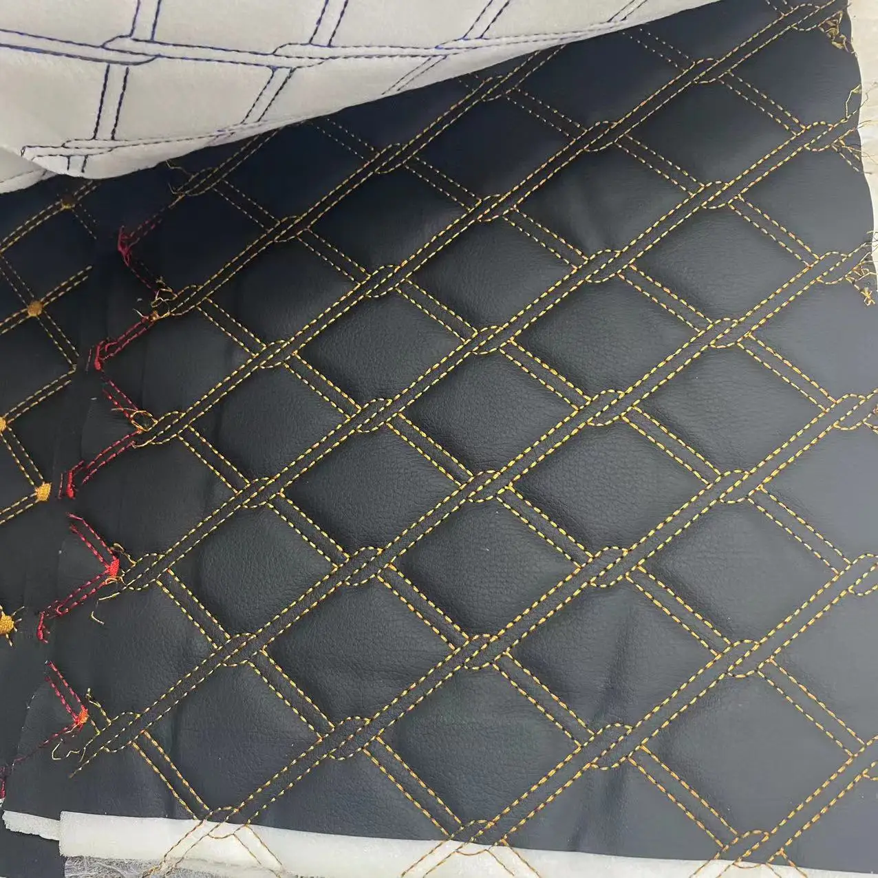 3D Quilted Leather Sponge Foam Car Seat PVC Diamond Stitched Floor Fabric car upholstery leather