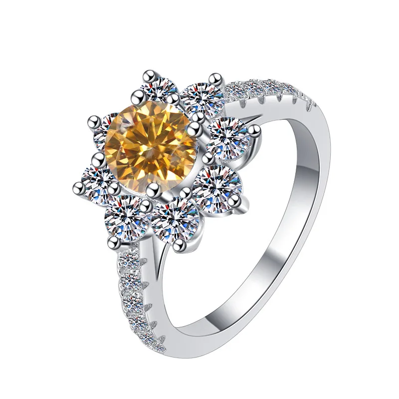 Fine Jewelry Romantic engagement Ring red green Pink Diamond 925 sterling silver pink Moissanite ring for woman Ladies