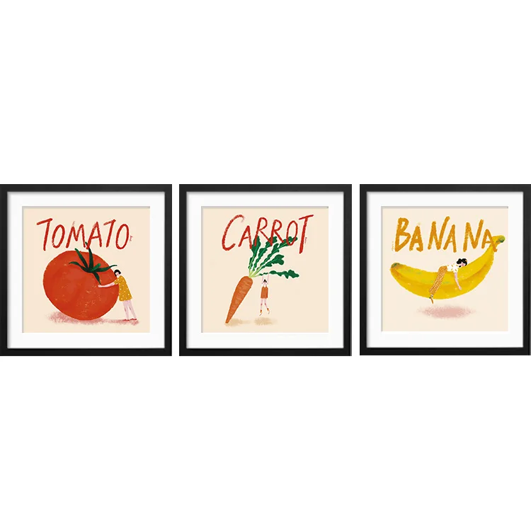 wholesale modern high quality printing realistic Fruits painting and vegetables restaurant wall art decoration