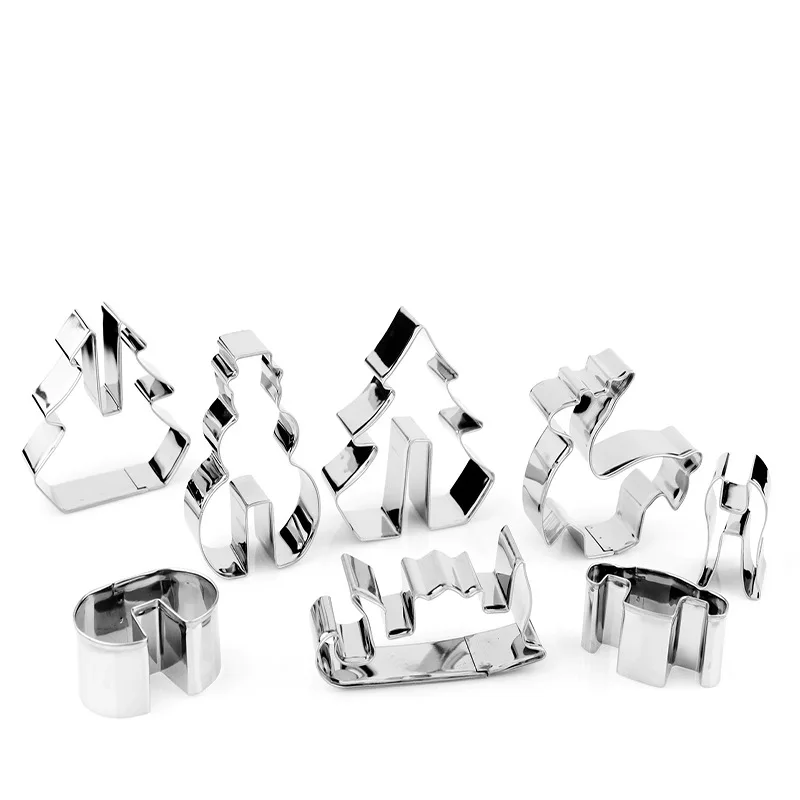 Hight Quality 8 Pcs 3d Pastry Biscuit Metal Mold Set Christmas Fruit Vegetable Cookie Cake Cutters