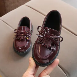 Top Leader New Girls Black Dress Leather Shoes For Children Wedding Patent Leather Kids School Oxford Shoes Flat Fashion Rubber