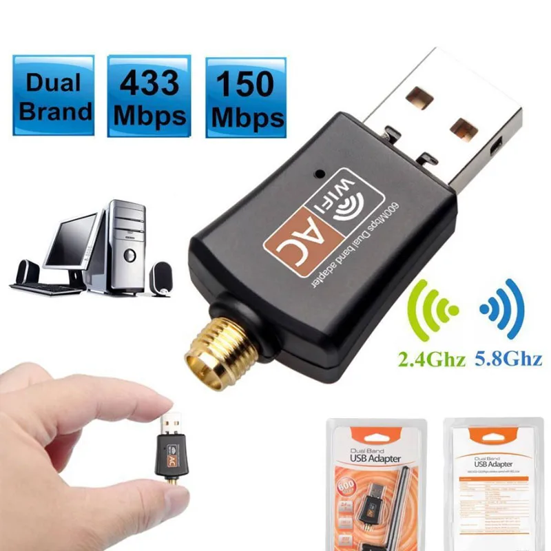 USB2.0 600 Мбит/с мини Wifi адаптер USB 5 8 ГГц 2 4 приемник беспроводная сетевая карта Lan Wi-Fi высокоскоростная