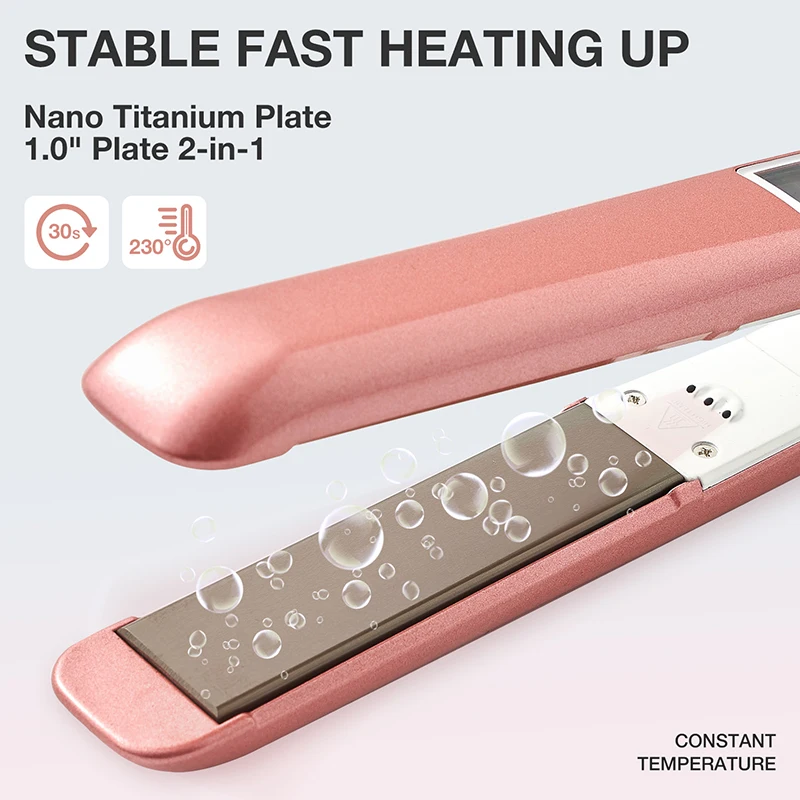 Portable Flat Irons Hair Straightening 1 Inch Thin Ceramic Plate Green Iron Dual Voltage