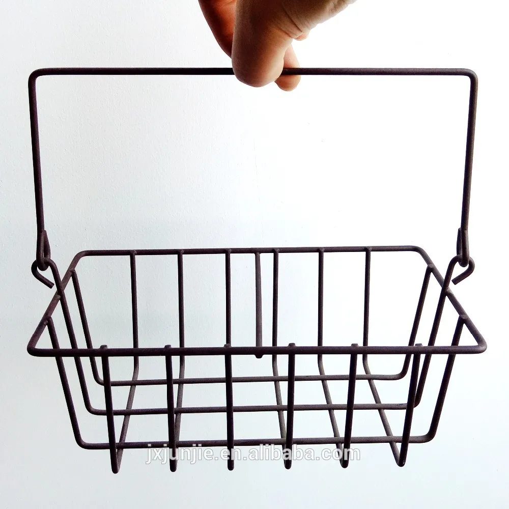 Milk Bottle Carrier Wire Basket With Wood Handle