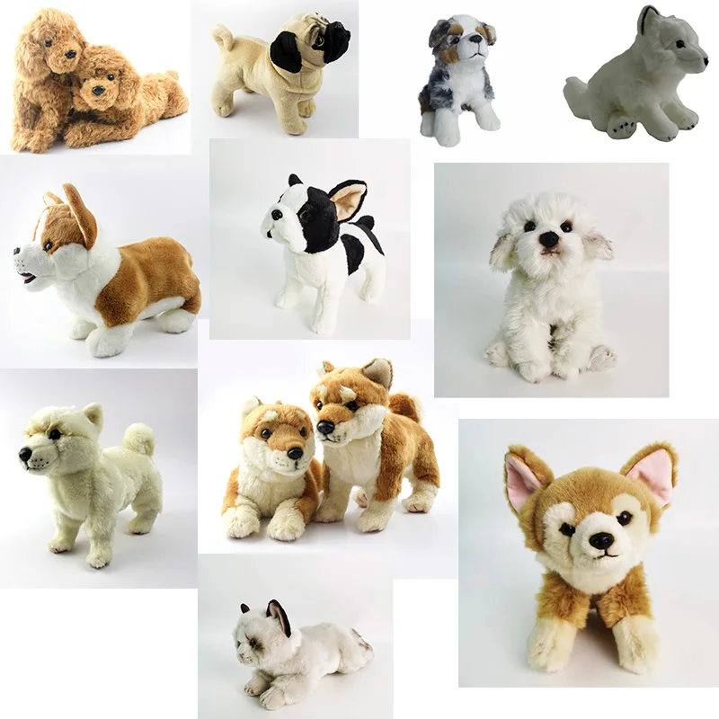 Realistic Border Collie Dog Animal Plush Toys Stuffed  Puppy Husky Pug  Shiba Inu Samoyed Welsh corgi with stock