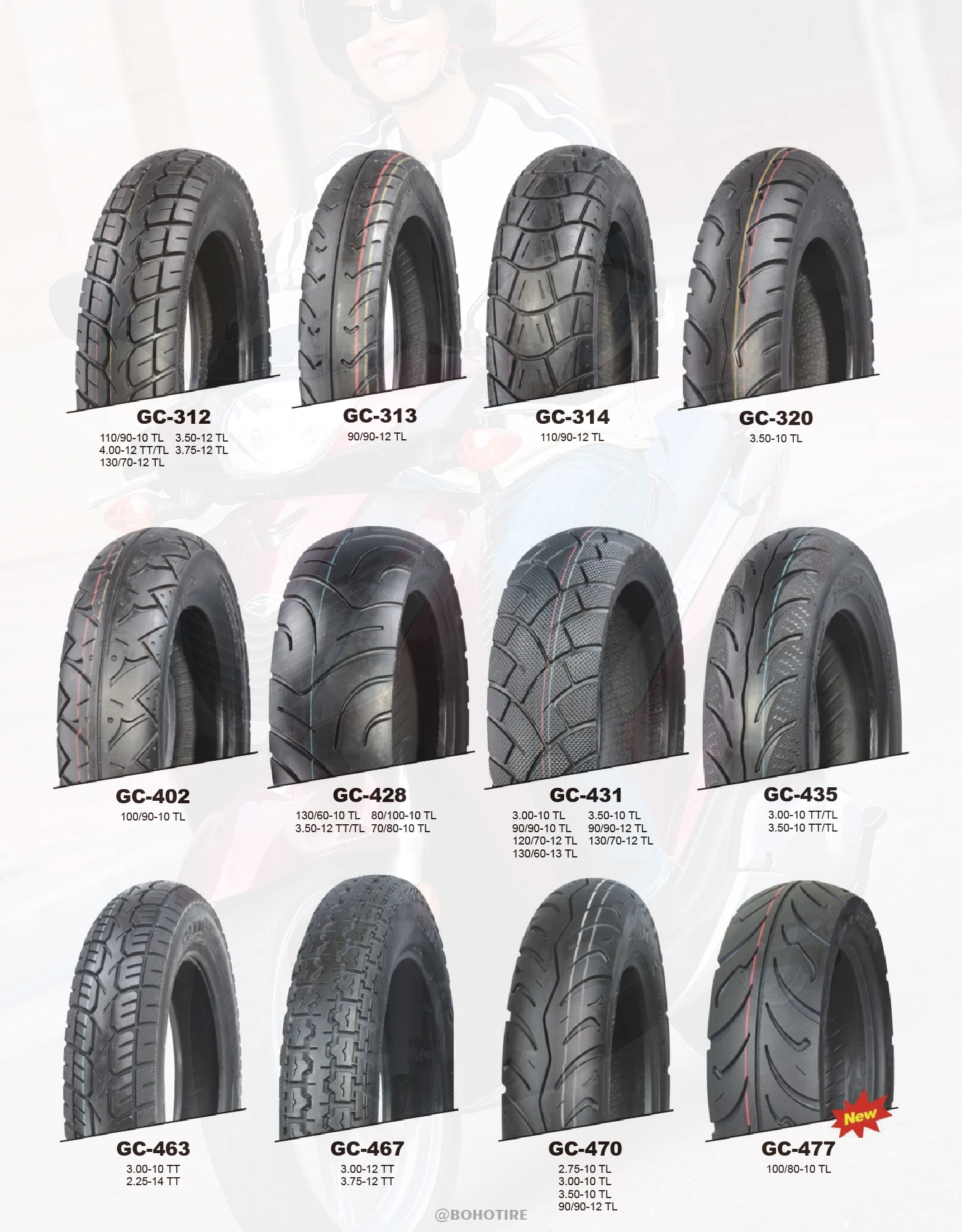 100/80-10 TL GC477 Motorcycle tyre Hot Sale South America Pattern Goodmate china top quality motorcycle tire