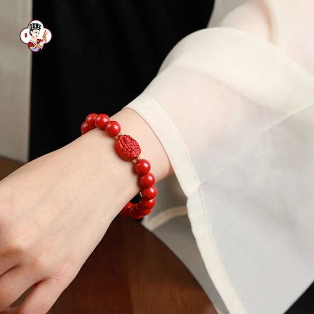 New Design Wholesale Red Ruby Beaded Charm Bracelets Exquisite Carved Small Animal Bodhisattva Buddha Bead Bracelet  For  Unisex