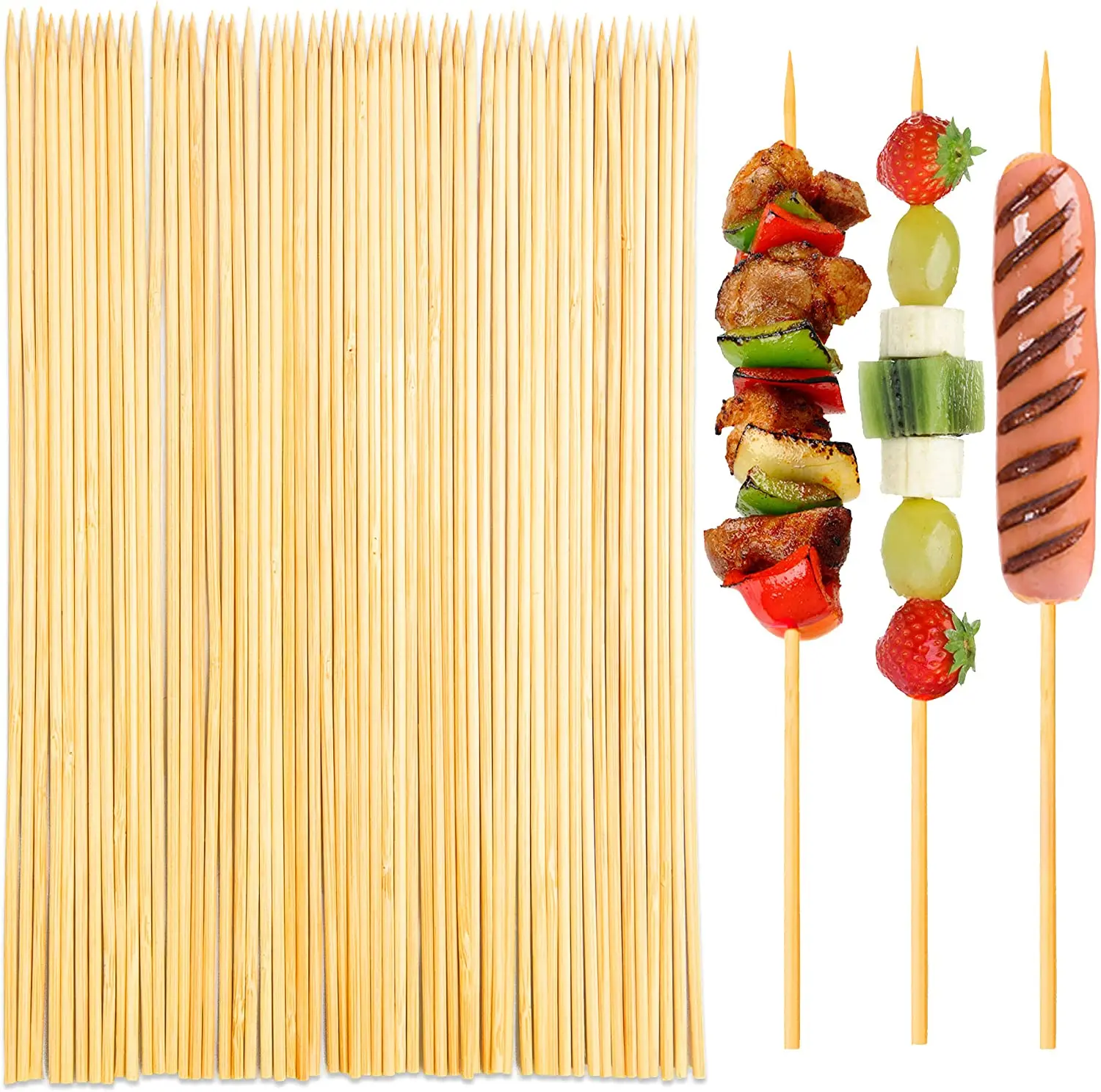 Bamboo Products Natural Bamboo Grill Skewer Round BBQ Sticks