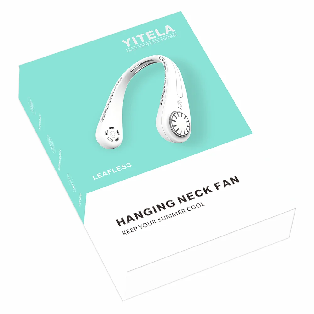 2021 YITELA 1800mAh Travel Mini Summer Leafless Hanging Neck Fan