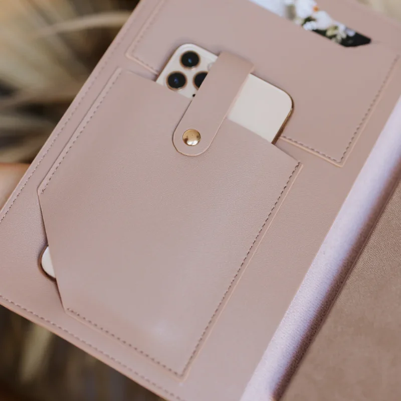 Wholesale Customized PU Leather Envelope Organizer Portfolio Multifunction Document Holder with Phone Bag File Pockets Promotion