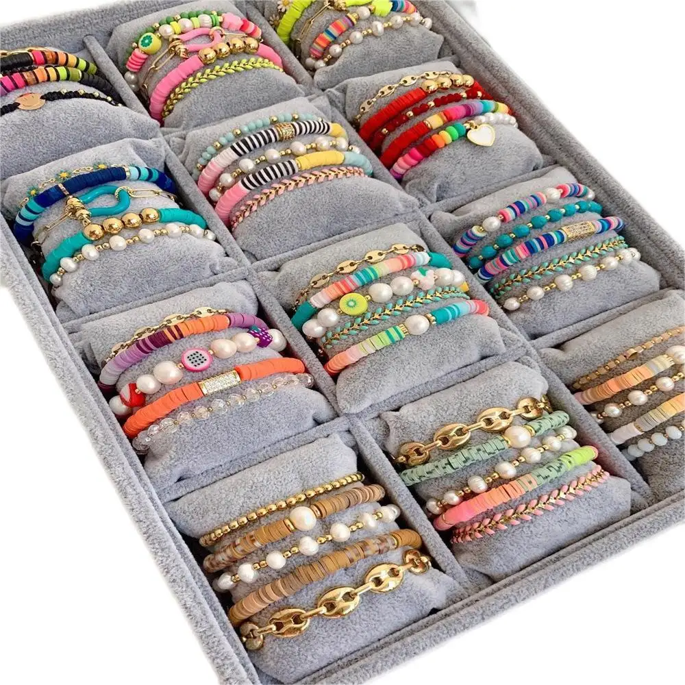 Amazon Hot-Selling Instagram Bohemian Retro Style Polymer Clay Beaded Multi-Layer Stacked Natural Pearl Bracelet Set
