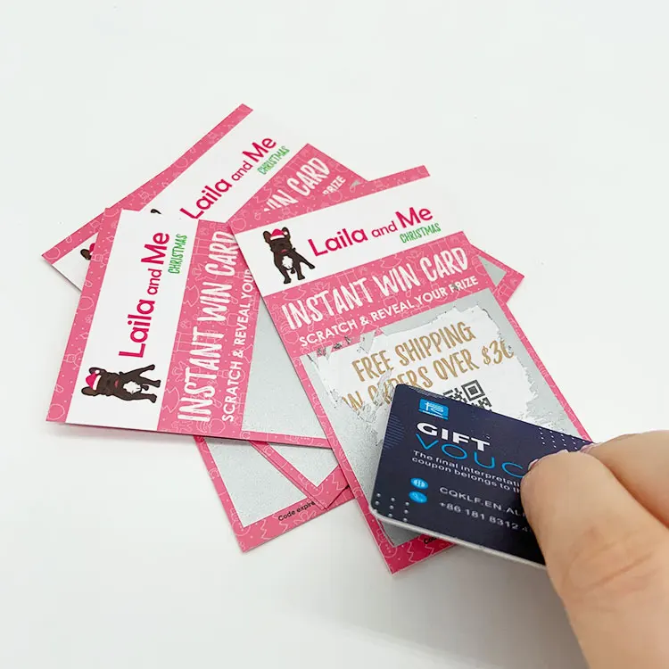 Personalized Custom Design Double side Printed High Quality Scratch and Win Cards