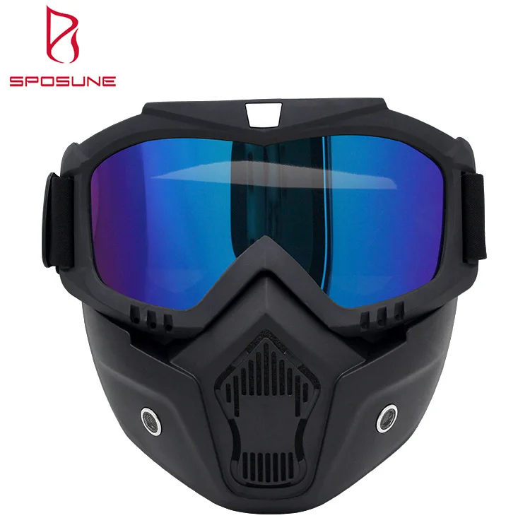Detachable Face Mask Motorcycle Glasses wholesale Googles Motocross Goggles With Removable Face Mask Mouth