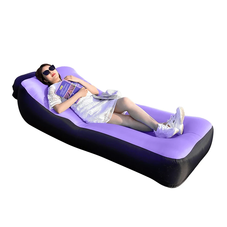 Custom portable outdoor camping inflatable sofa high quality inflatable couch lounger lazy bag air sofa for beach sleeping bag