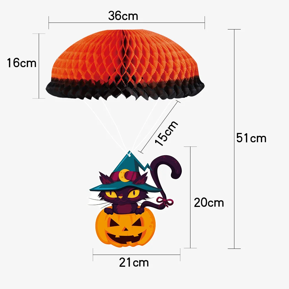 2407 yunpai Halloween themed party decoration Pumpkin Witch parachute pendant pull flag wholesale custom