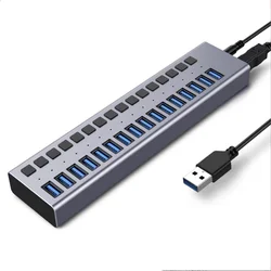 Usb 3.0 5Gbps  Multifunctional  High Speed Transmission usb hub  7 ports 10 13 16 20 port 12v charging power with switch usb hub