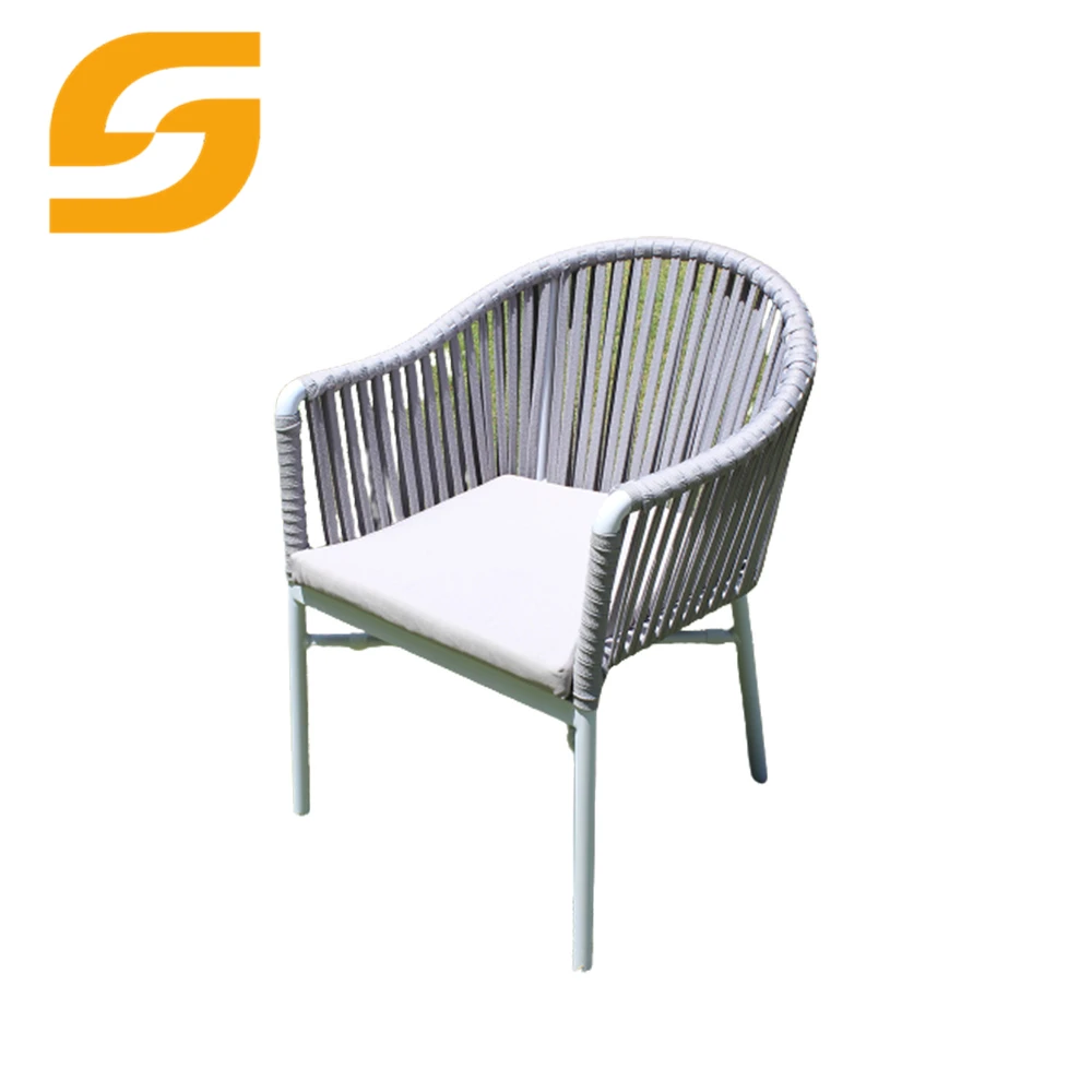 SUNLINK Commercial Vip Room Outdoor Patio Garden Rope Weaving Aluminium Long Sofa Chair Set And Glass Table