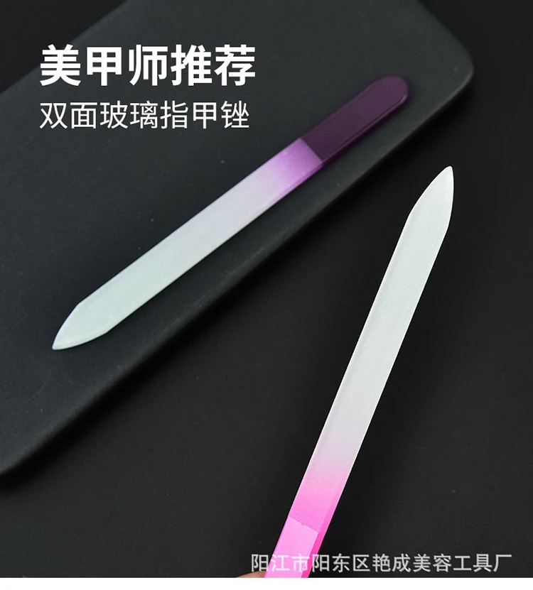 Multicolor Double-sided Crystal Glass Nail File with Case Glass Fingernail File for Natural Nail Professional Czech