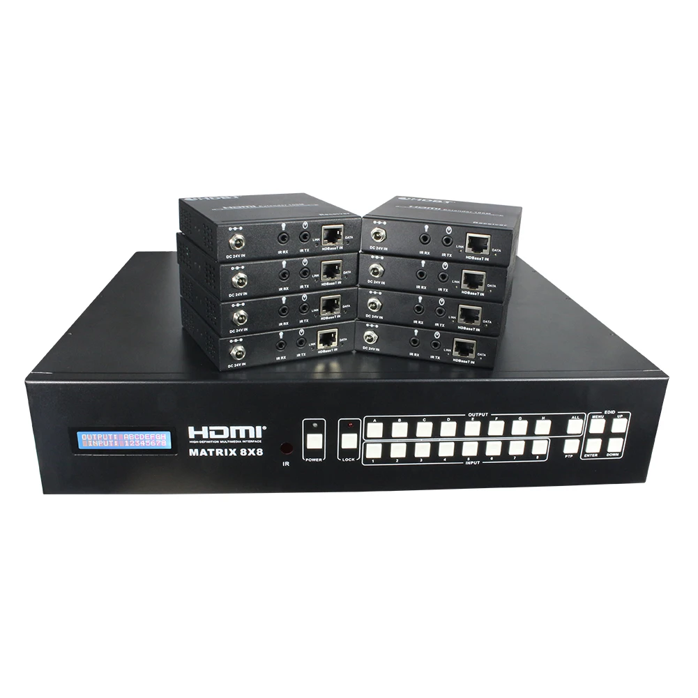 HDBaset matrix 8x8 70m 8x8 HDMI Matrix Support 4K@60Hz Support POC HDCP 2.2 RS232
