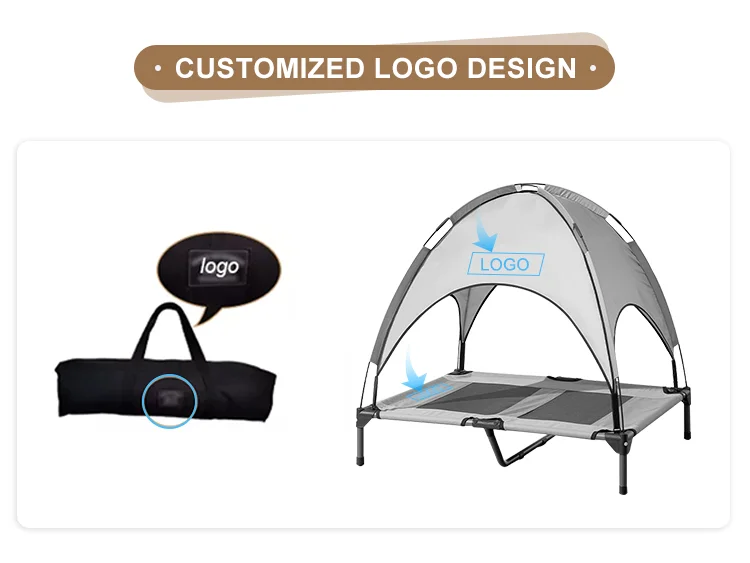 Elevated Portable Raised Dog Cot Cooling Pet Bed Pet Cot Folding Outdoor Dog hammock With Canopy Breathable Mesh