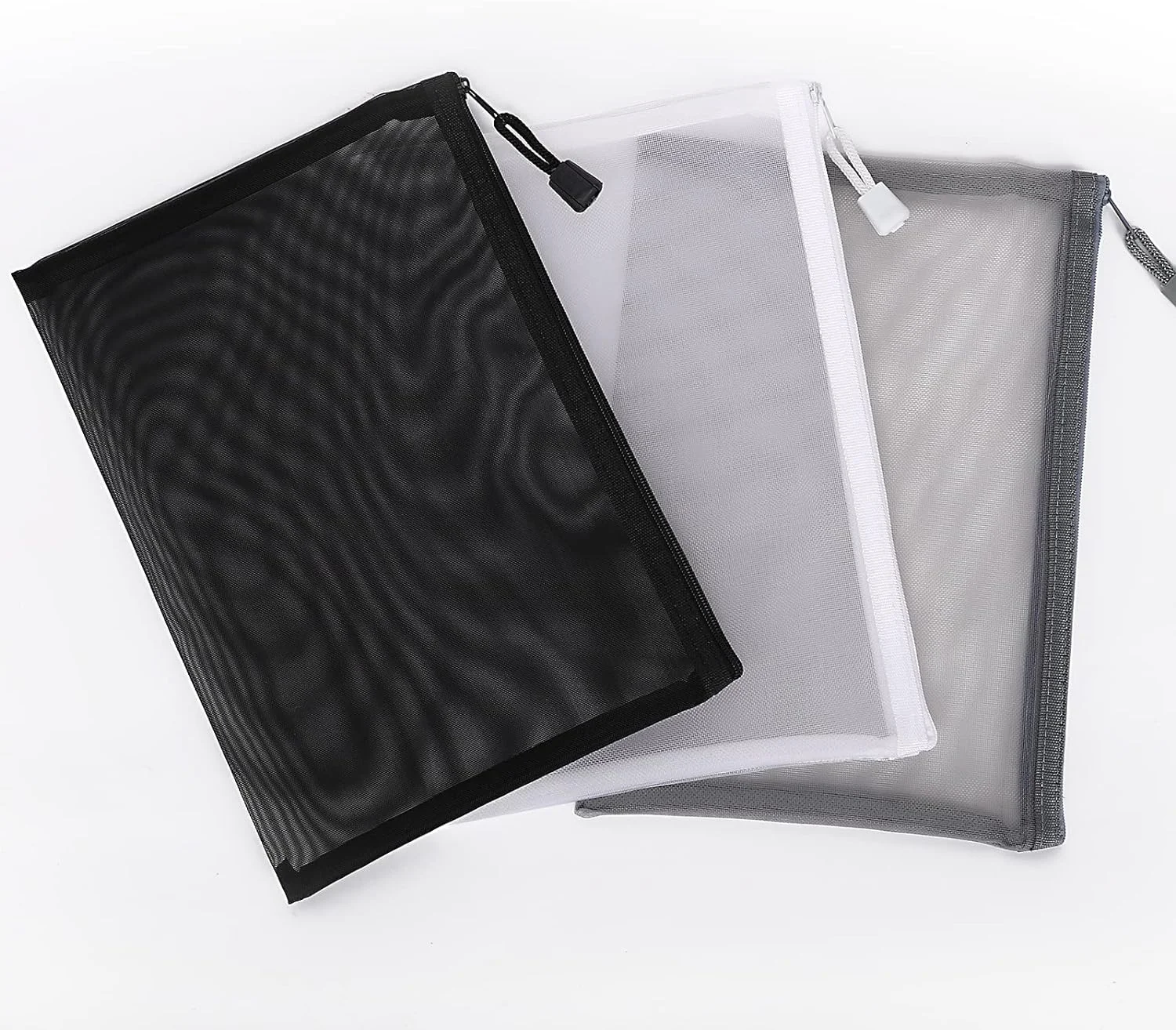 Pvc mesh bag Custom Label Transparent Nylon Mesh Zip File Stationery Bag  Pen Packaging Bags For Travel