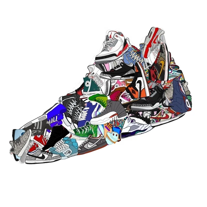 
50-pack Waterproof pvc Laptop stickers decorative skateborads custom stickers vinyl die cut sneaker shoes sticker 